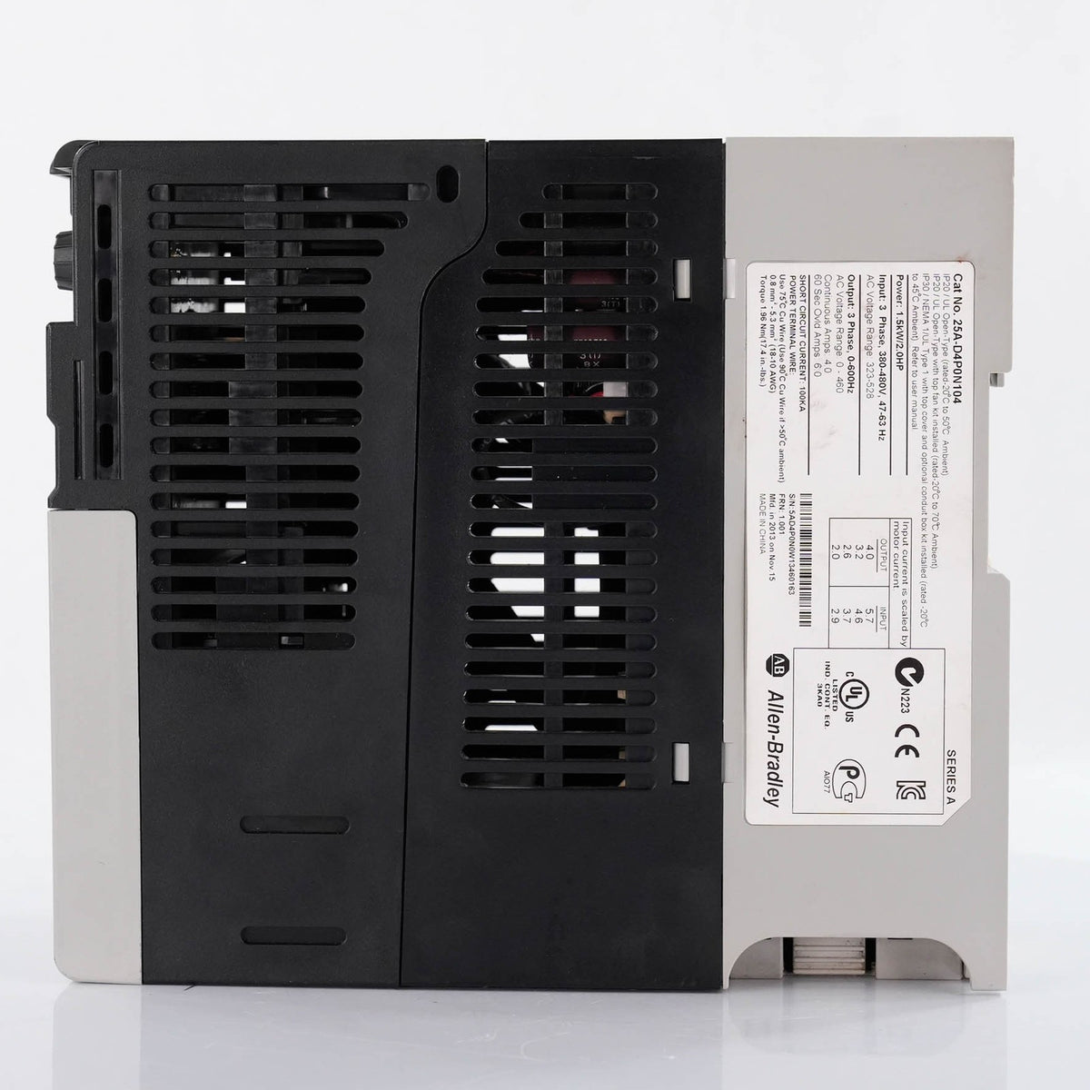 Allen Bradley 25A-D4P0N104 PowerFlex 523 AC Drive 480V 3PH 2HP 4A 25AD4P0N104