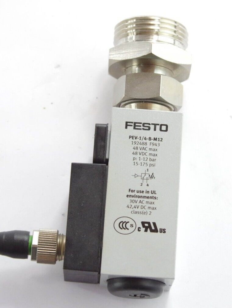 Festo PEV-1/4-B-M12 / PEV1/4BM12 / PEV14BM12 Air Pressure Switch 48VAC 48VDC