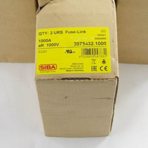 SIBA SQB3 ULTRA RAPID FUSE 2078432.1000 aR 1000V 1000A 100kA Size 3 US-UNC 1/2