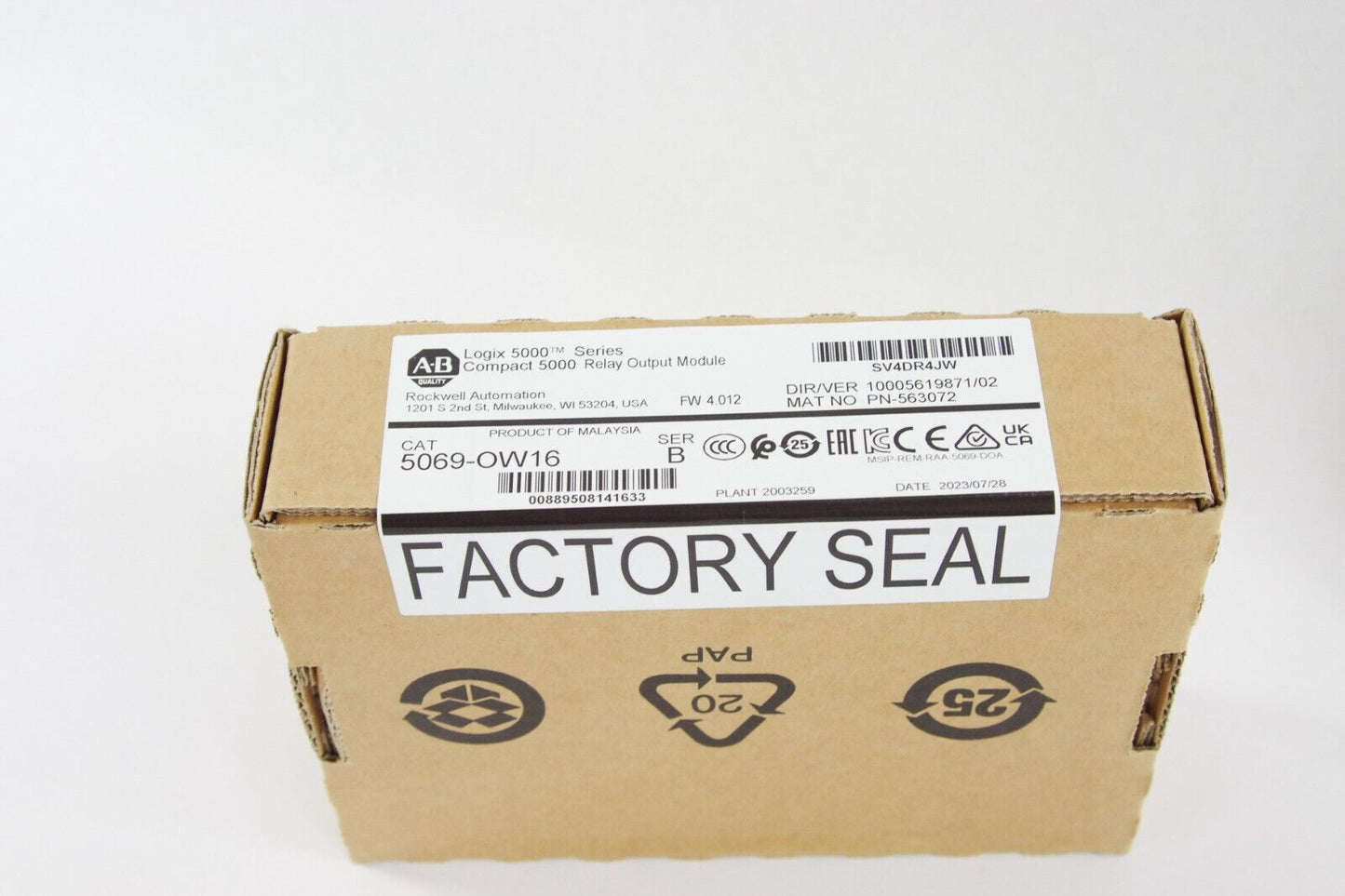 2023 Allen Bradley 5069-OW16 /B CompactLogix Relay Output Module Sealed Surplus