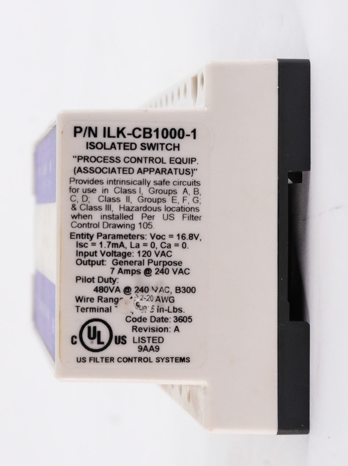 USFilter Control Systems ILK-CB1000-1 Isolated Switch 120VAC ILKCB10001 CB1000