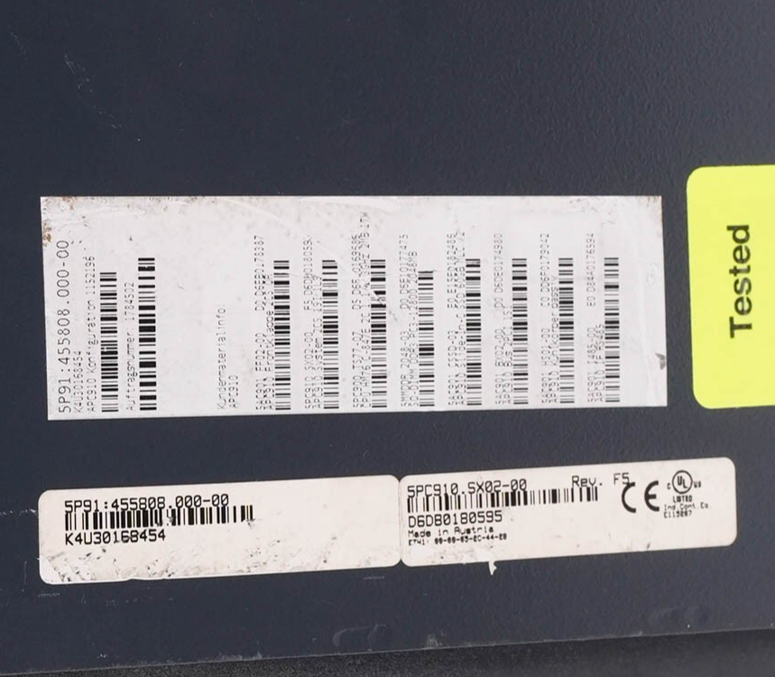 B&R 5PC910.SX02-00 Rev F5 Industrial Automation PC 910 / 5P91:455808.000-00