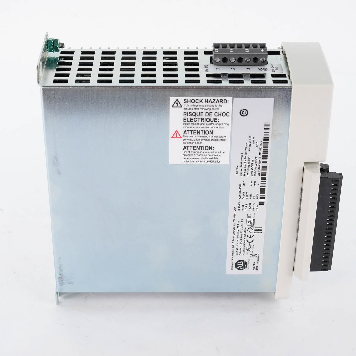 Allen Bradley 2097-V33PR3-LM Ser A Kinetix 350 Servo Drive 240V 1-Phase 2A
