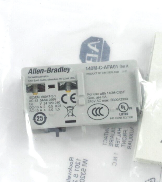 Allen Bradley 140M-C-AFA01 / 140MCAFA01 Aux Contact Block Ser A - New Surplus