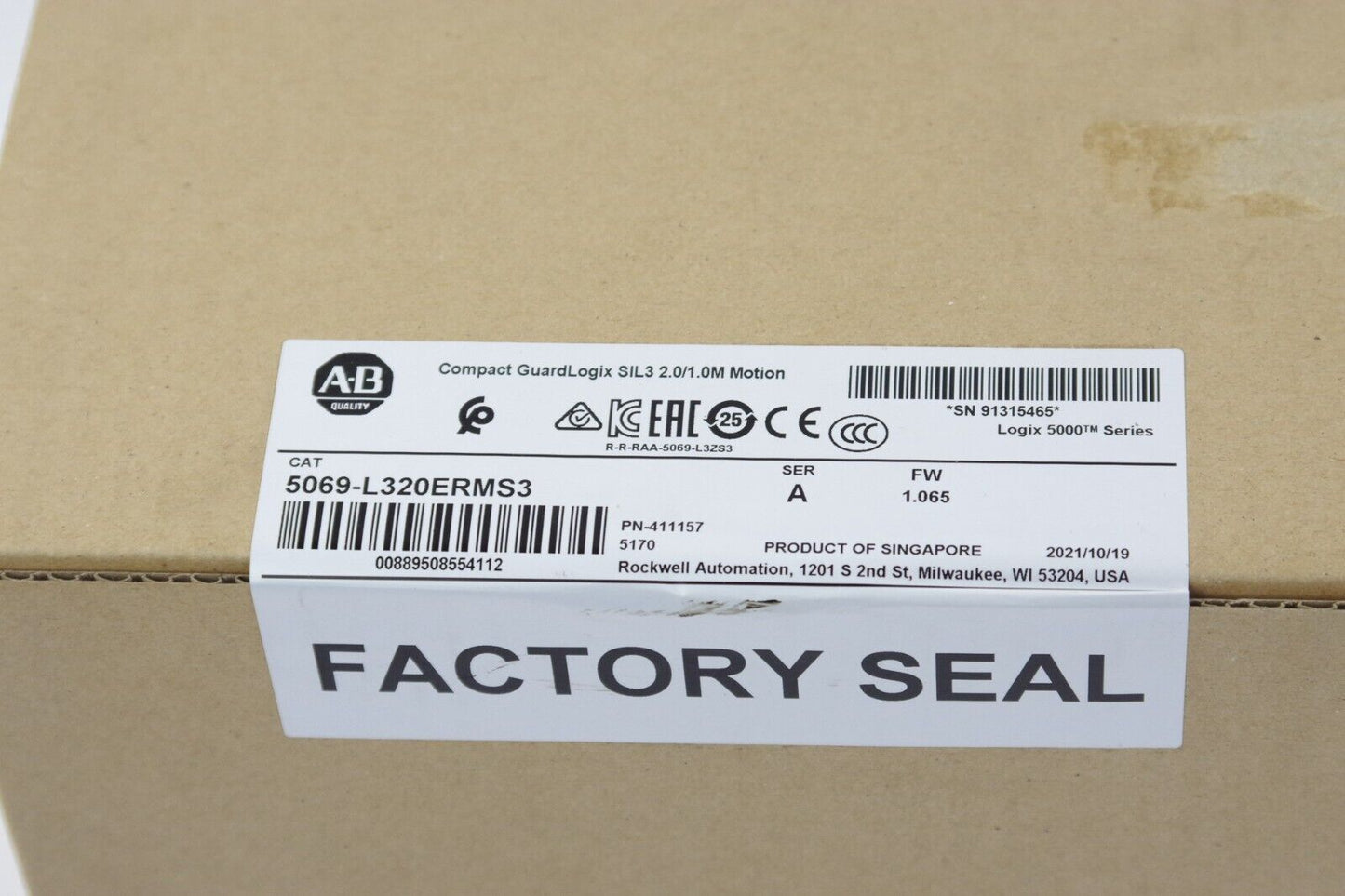 2021 Allen Bradley 5069-L320ERMS3 /A GuardLogix Controller - Sealed Surplus