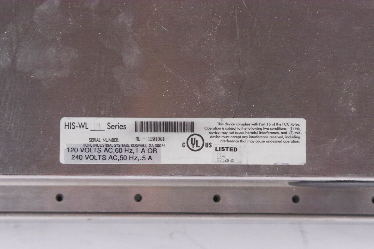 Hope Industrial Systems HIS-WL-19 / HISWL19 Touchscreen - For Parts or Repair