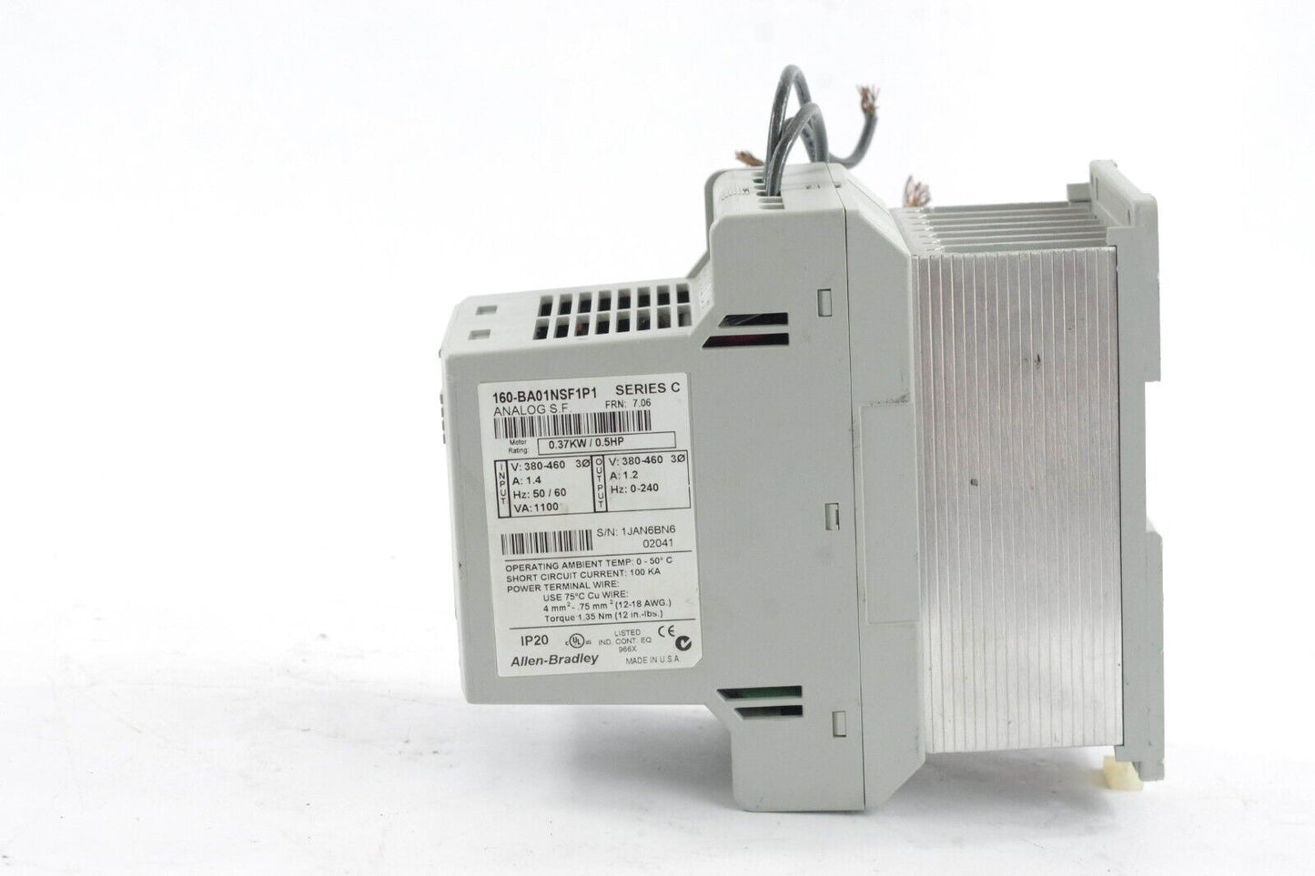 ALLEN BRADLEY 160-BA01NSF1P1 SERIES C FRN 7.06 .5hp AC DRIVE