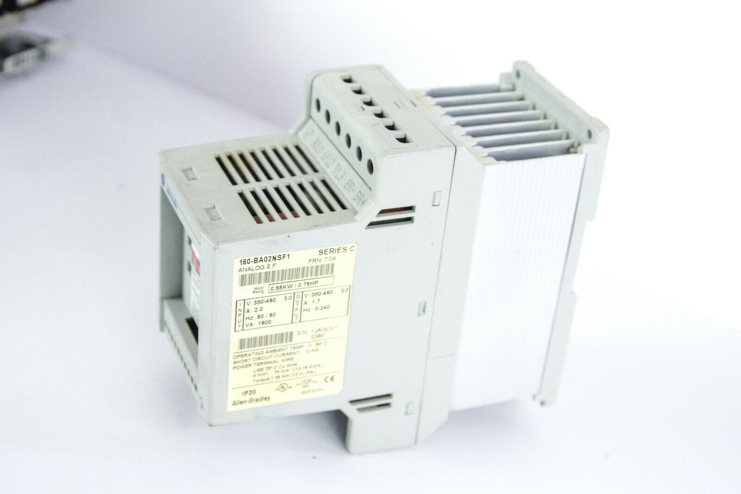 ALLEN BRADLEY 160-BA02NSF1 Variable Speed Drive 0.75HP / Series C 160BA02NSF1