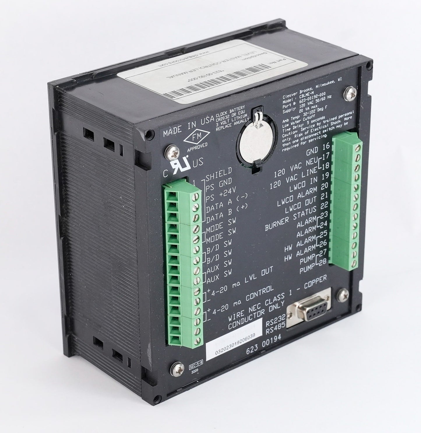 Cleaver Brooks CBLME-M 623-00192-000 Level Master Control 62300192000 115V 60Hz