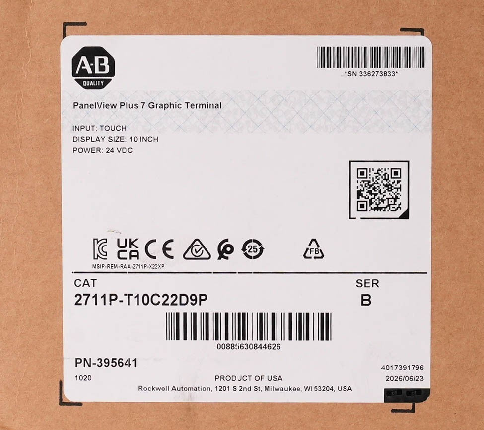 Allen Bradley 2711P-T10C22D9P /B PanelView Plus 7 10in Touch HMI 24V 2026 Sealed