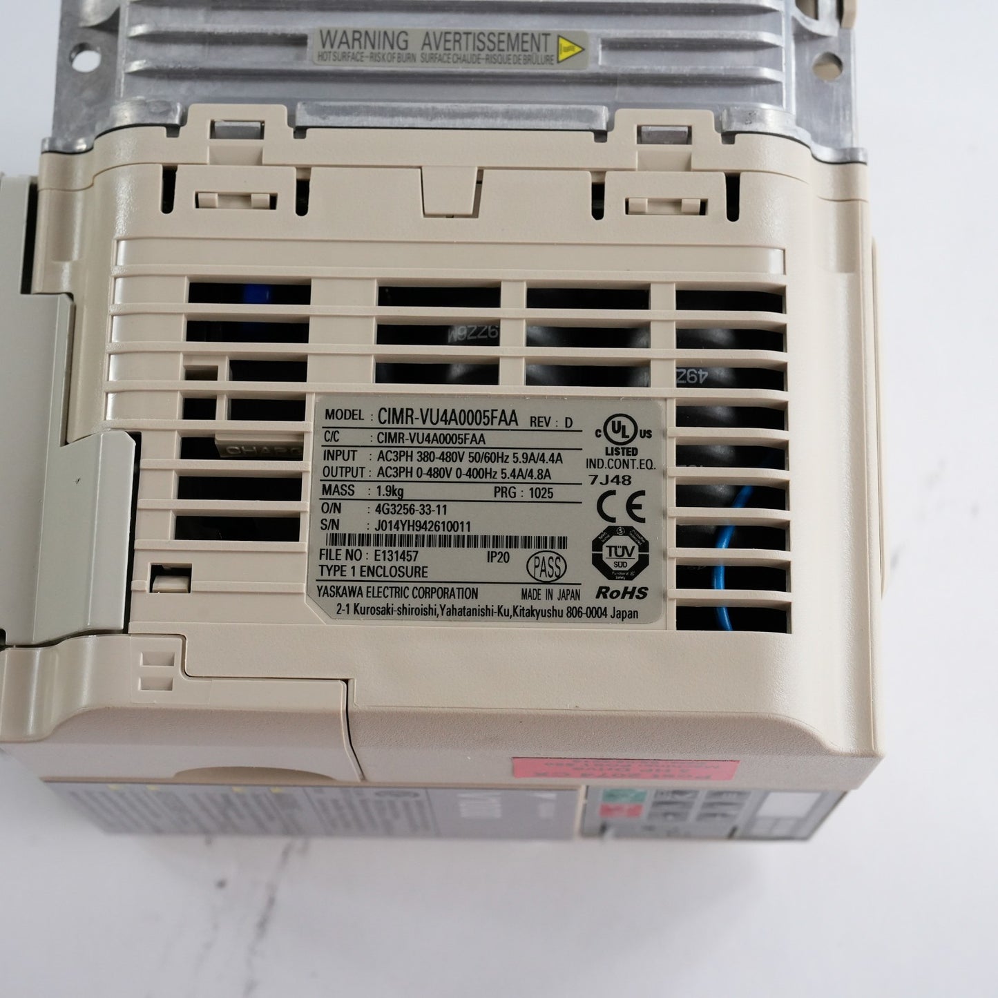 Yaskawa V1000 Series CIMR-VU4A0005FAA Rev D VFD 3PH 380-480V