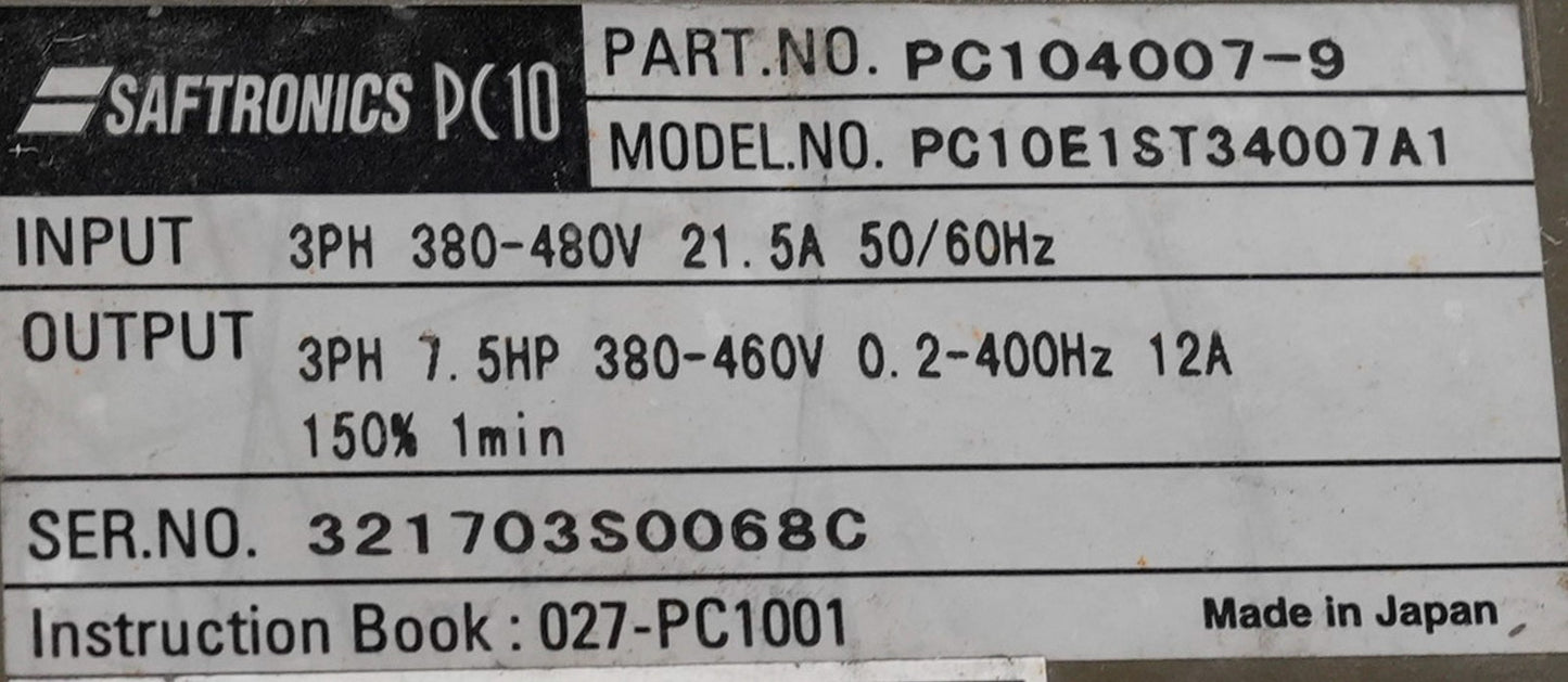 Saftronics PC104007-9 Mini-Vector AC Drive 3-PH 480V 21.5A 50/60Hz PC1040079