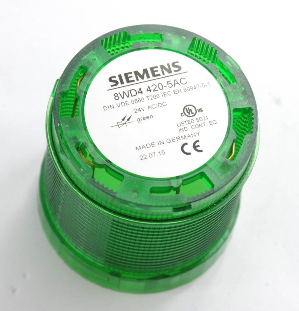 Siemens 8WD4 420-5AC / 8WD44205AC Green Stack Light 24V DC/AC 60947-5-1