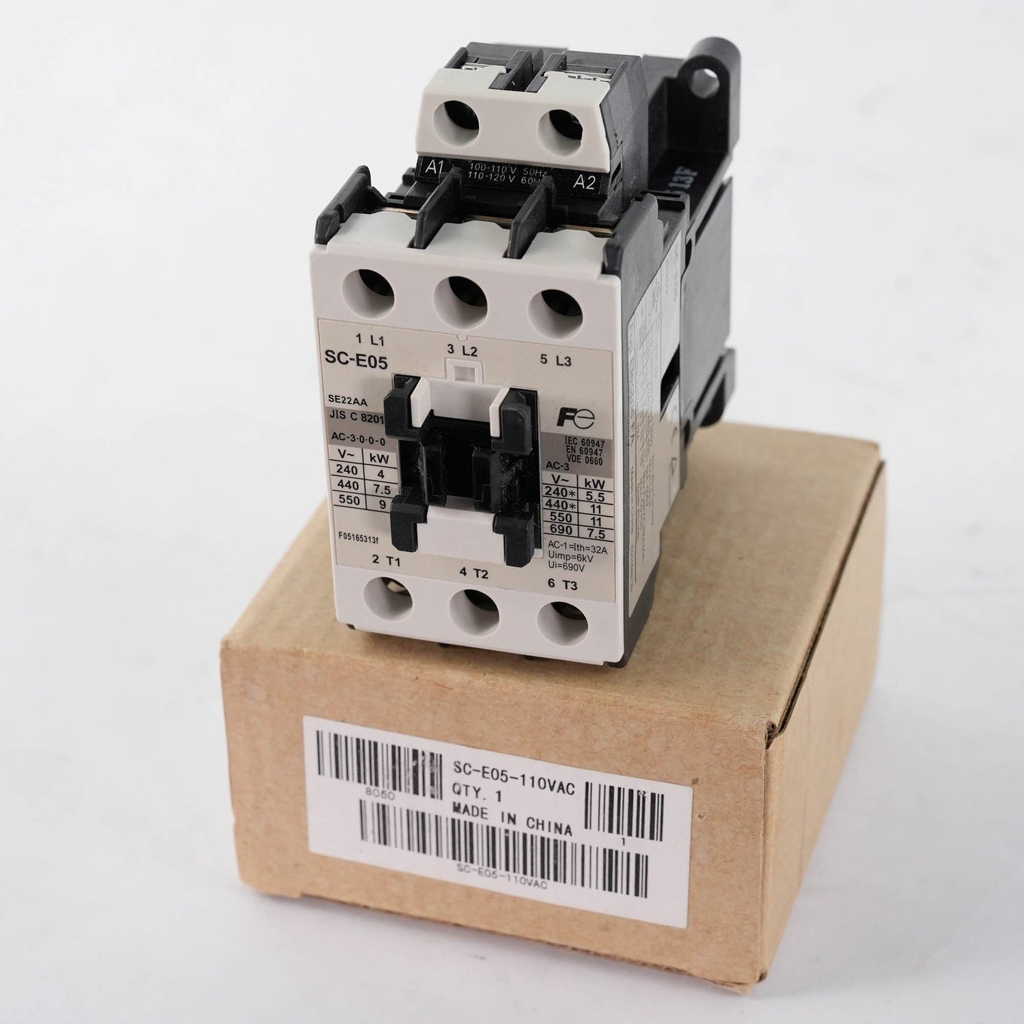 Fuji SC-E05 SE22AA-H Magnetic Contactor 22A 600V 3-Pole 110-120VAC Coil