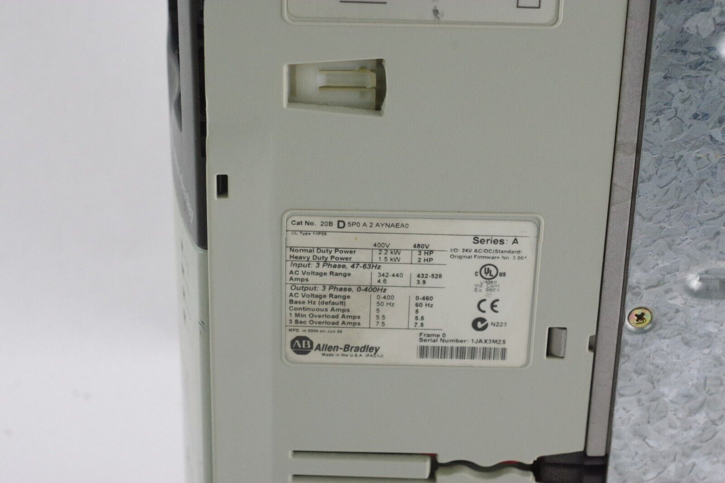 Allen Bradley 20BD5P0A2AYNAEA0 PowerFlex 700 3 HP Series A FRN: 3.001 - Parts