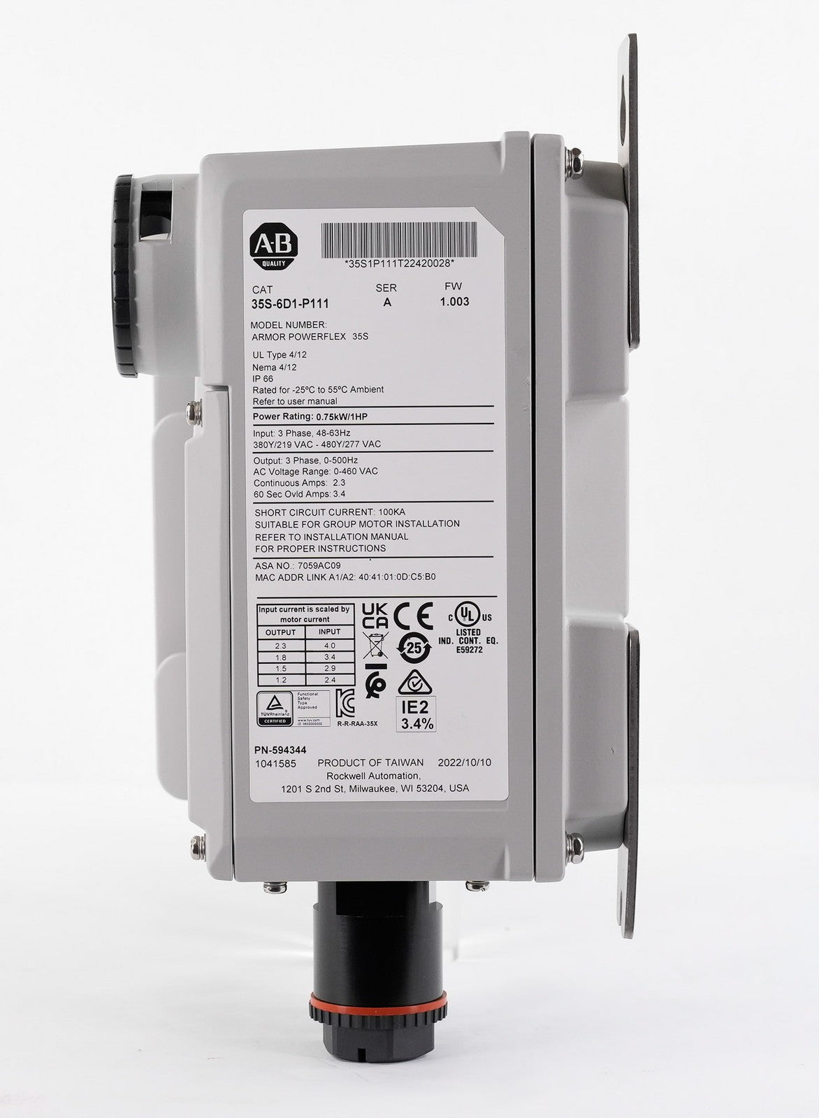 Allen Bradley 35S-6D1-P111 /A Armor PowerFlex 35S 35S6D1P111