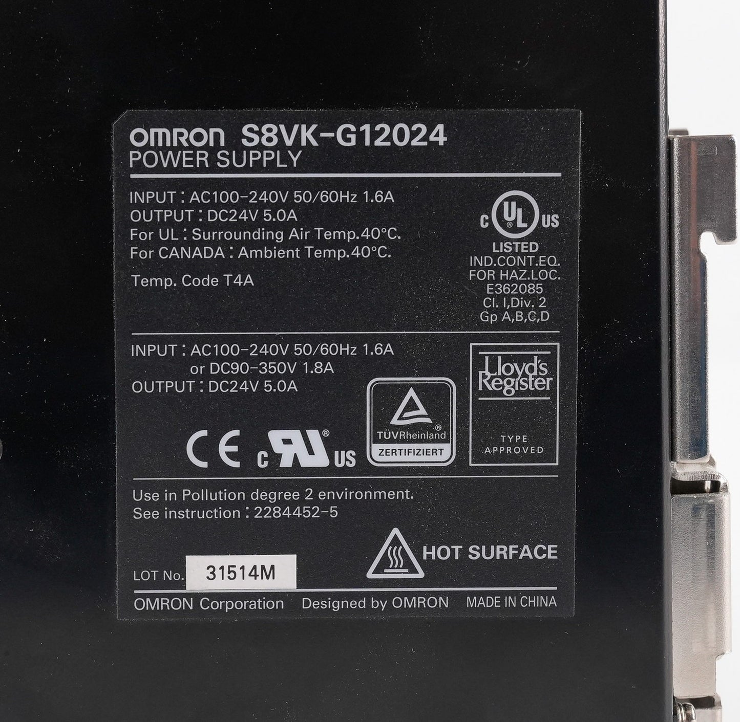 Omron S8VK-G12024 Switch Mode Power Supply 100-240VAC S8VKG12024