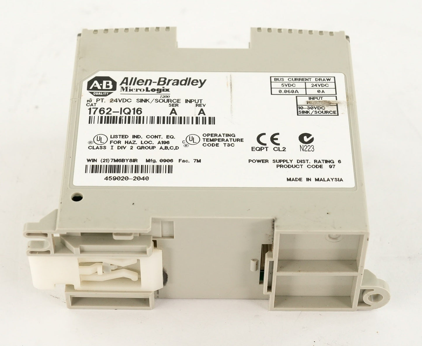 Allen Bradley 1762-IQ16 /A MicroLogix 16-Point 24VDC Sink Source Input 1762IQ16