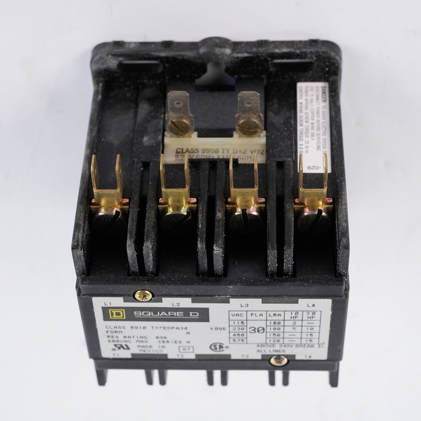 Square D 8910 DPA34V02 Definite Purpose Contactor Form A 40A 600VAC - Open Box