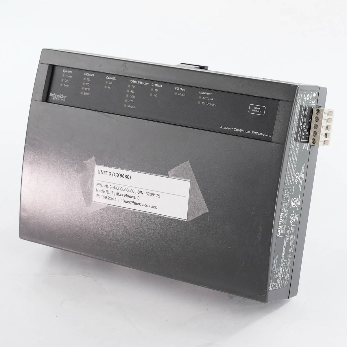 Schneider Electric CX9680 NC2-R-000000000 Continuum NetController 2 CX 9680 NC2R