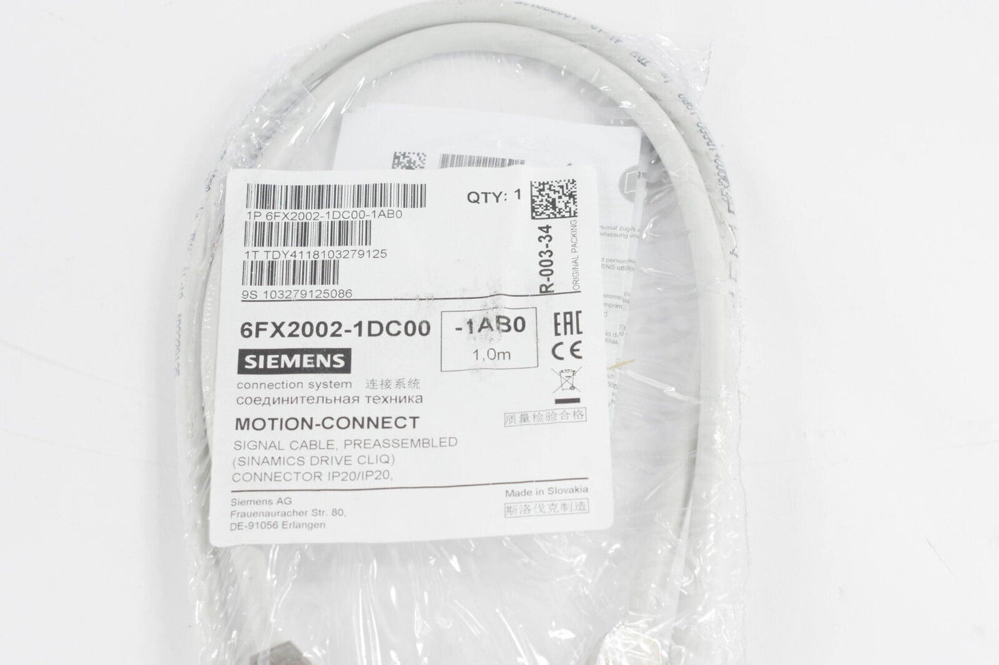 SIEMENS 6FX2002-1DC00-1AB0 / 6FX20021DC001AB0 MOTION-CONNECT SIGNAL CABLE