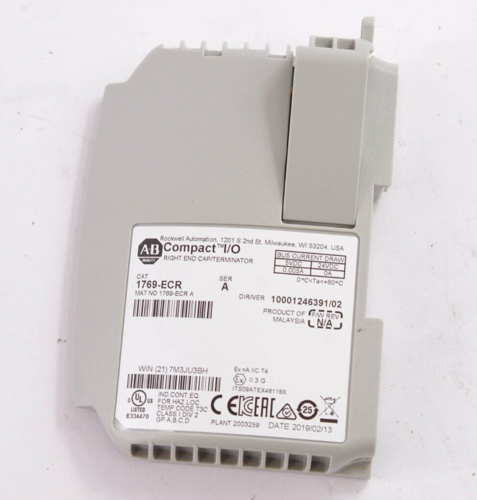 Allen Bradley 1769-ECR / 1769ECR Ser A Compact I/O Right End Cap/Terminator