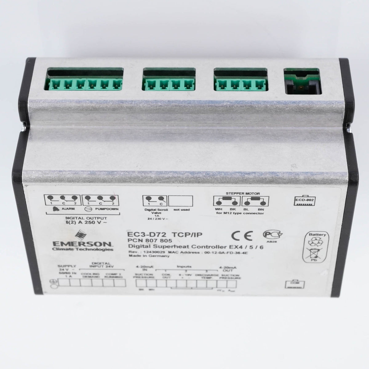 Emerson EC3-D72 Digital Superheat Controller with TCP/IP 807805 EC3D72 24VAC