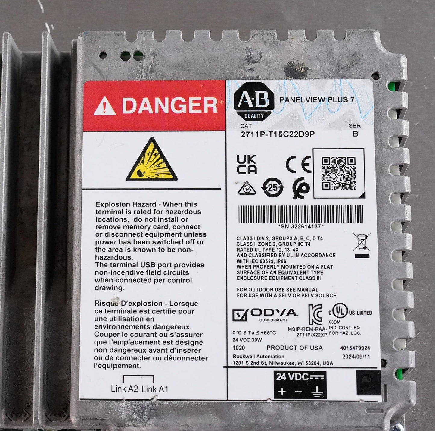 Allen Bradley 2711P-T15C22D9P /B PanelView Plus 7 15" Display 2711PT15C22D9P