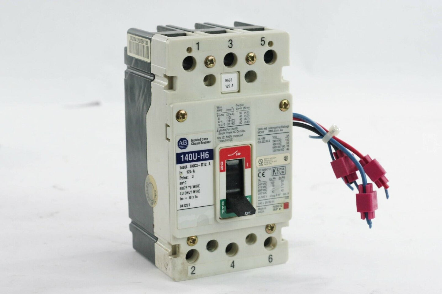 ALLEN BRADLEY 140U-H6C3-D12 SER A CIRCUIT BREAKER 125A 3 Pole