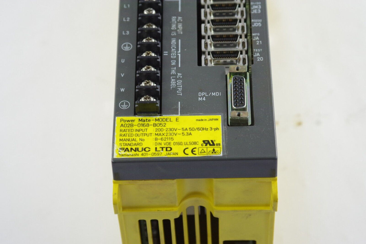 FANUC A02B-0168-B052 / A02B0168B052 Power Mate Model E 3-Phase Input 200-230V 5A