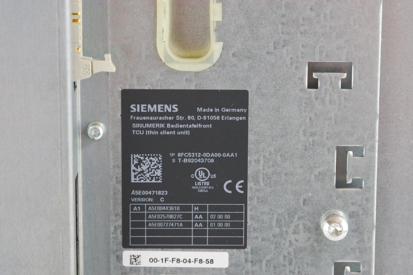 Siemens 6FC5203-0DA00-0AA1 Operator Panel VER.C W/ 6FC5203-0AF01-0AA0 VER L TCU