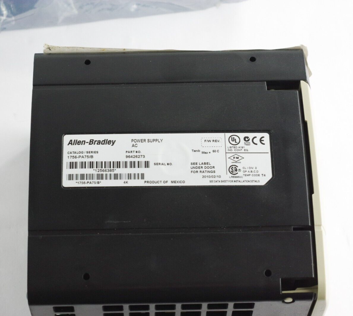 Allen Bradley 1756-PA75 /B AC Power Supply for ControlLogix - No Box