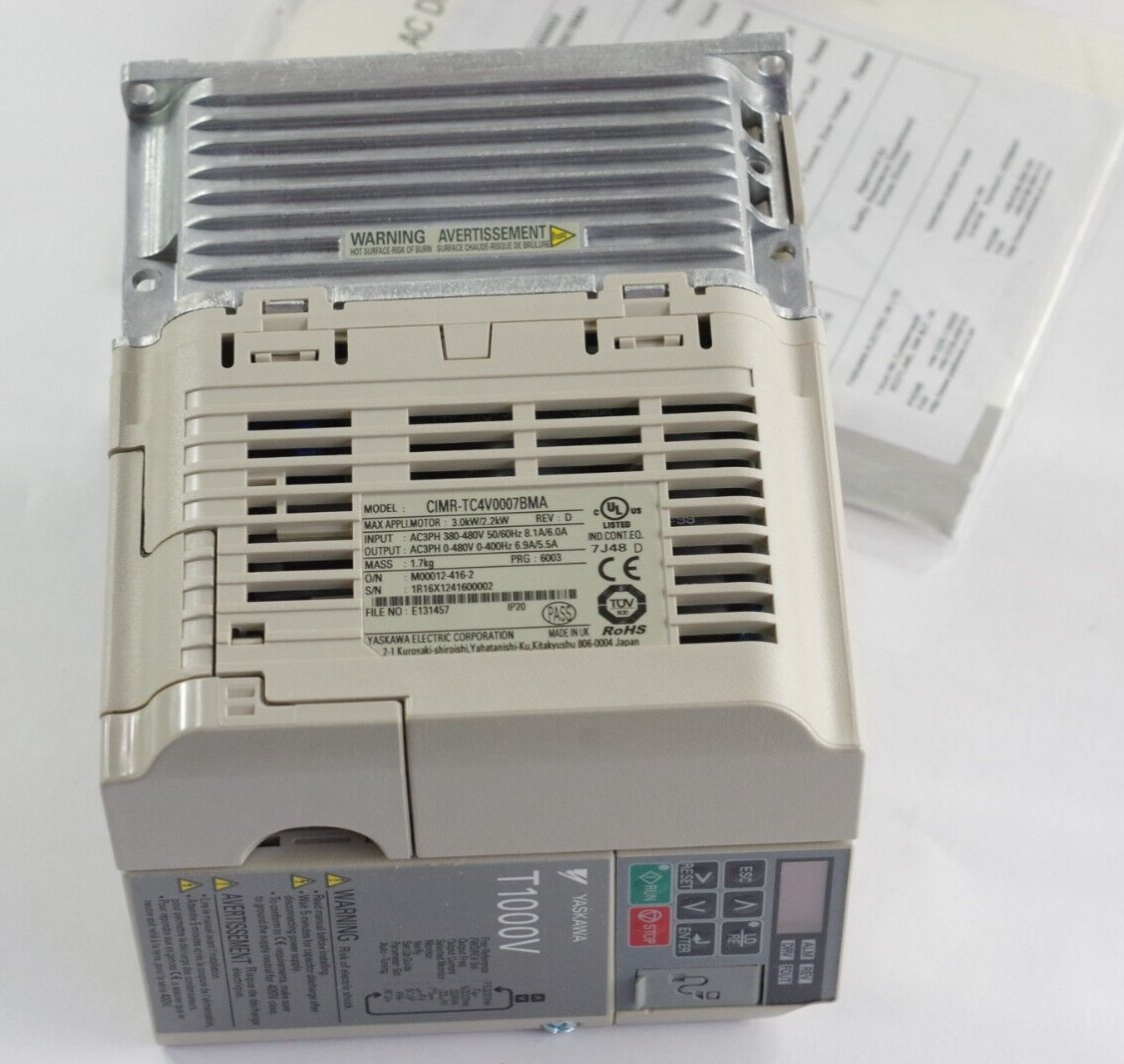 Yaskawa CIMR-TC4V0007BMA Rev D AC Drive 380-480Vac 6.9/5.5A 3kW 4HP 3 Phase