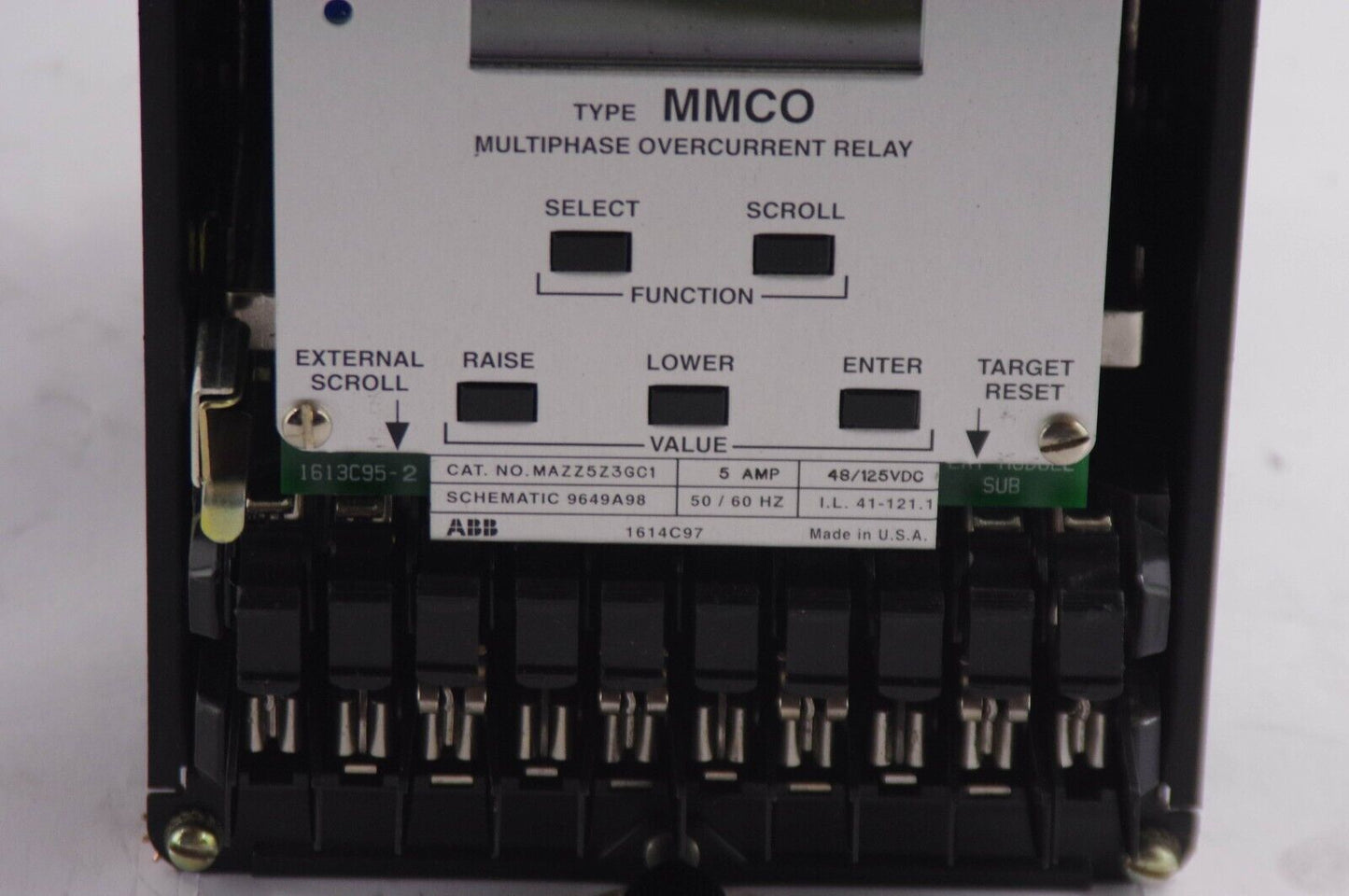 ABB MAZZ5Z3GC1 Type MMCO Multiphase Overcurrent Relay 5 Amp - Missing Plastic