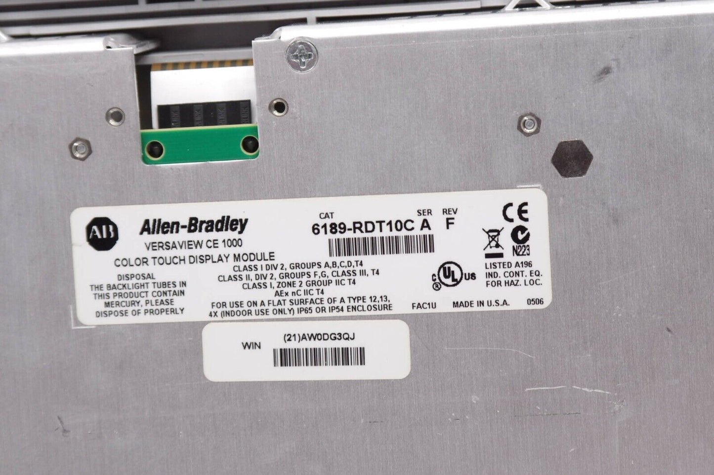 Allen Bradley 6189-RDT10C /A VersaView CE Display - New Overlay