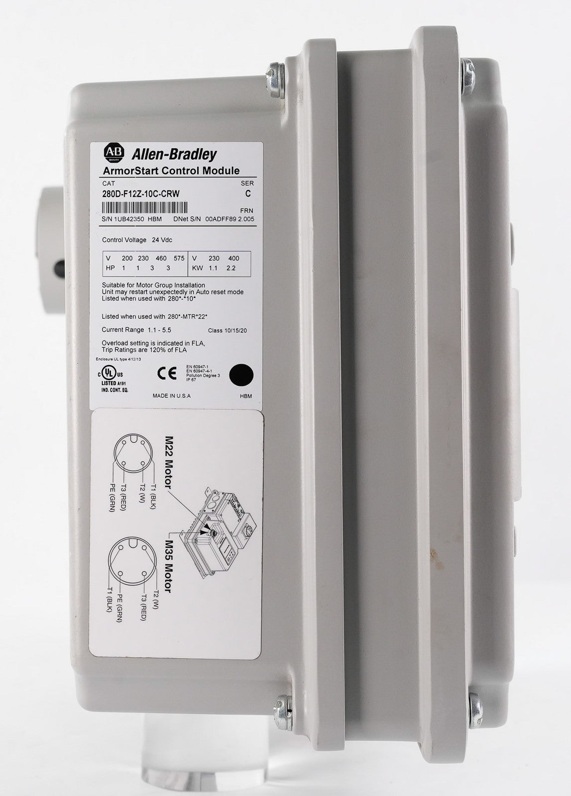 Allen-Bradley 280D-F12Z-10C-CRW /C ArmorStart Control Module 280DF12Z10CCRW