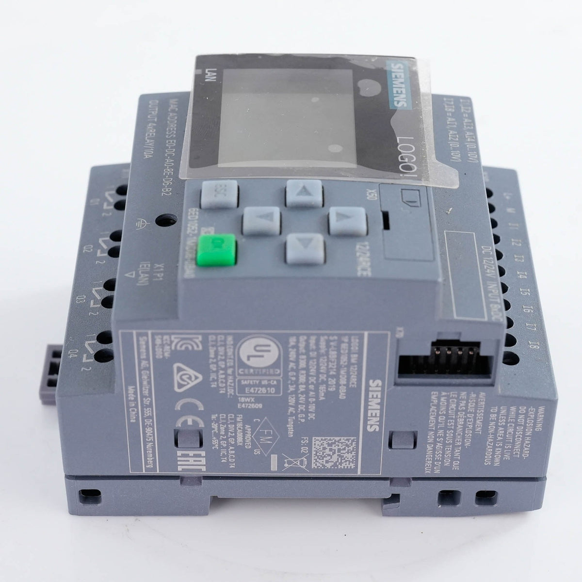 Siemens LOGO! 12/24RCE PLC Logic Module 6ED1052-1MD08-0BA1 12/24VDC 8DI 4DO Rela
