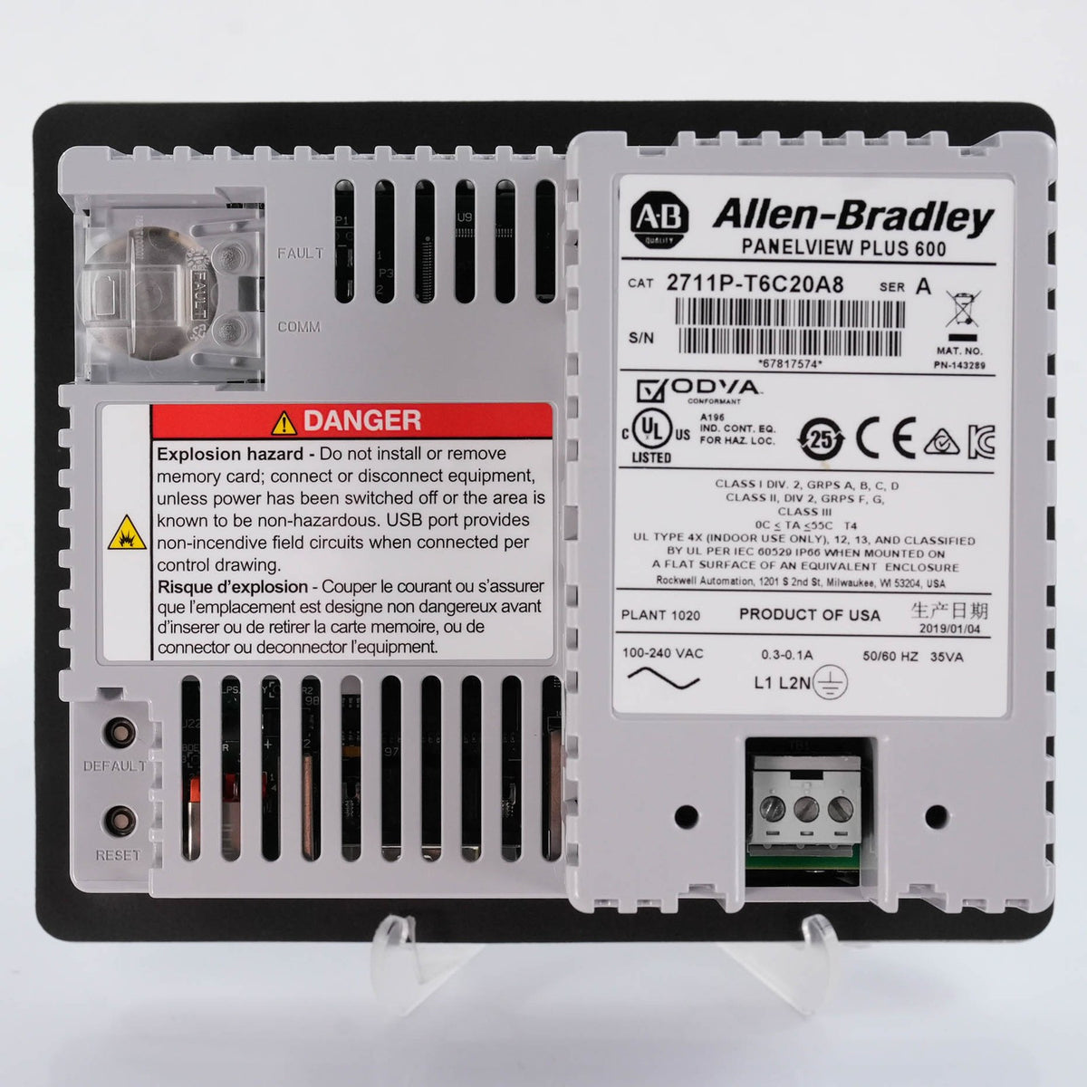 Allen Bradley 2711P-T6C20A8 PanelView Plus 600 Color Touch 100-240 VAC Open Box