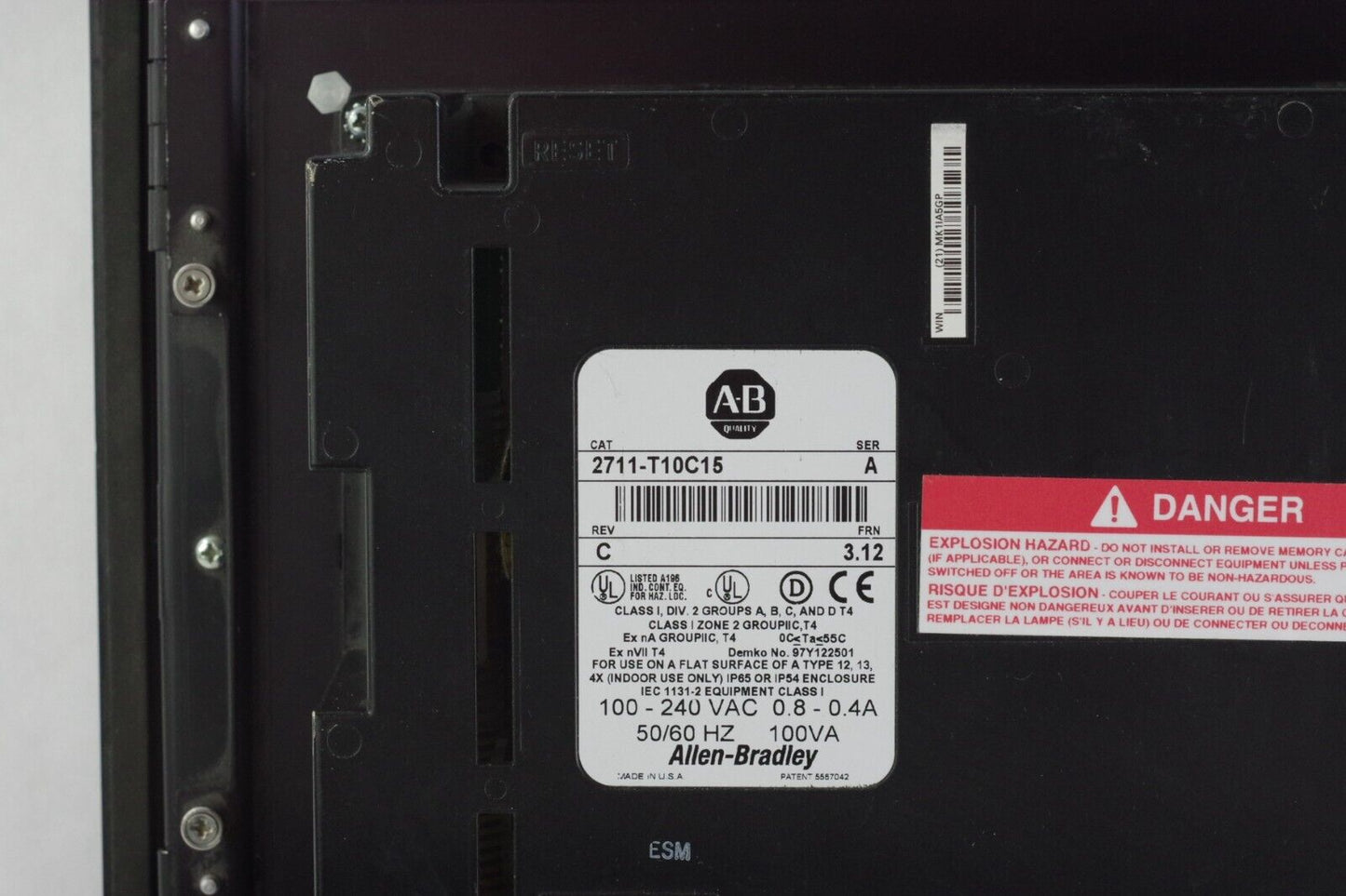 Allen Bradley 2711-T10C15 Ser A FRN 4.41 PanelView 1000 HMI Touchscreen Color