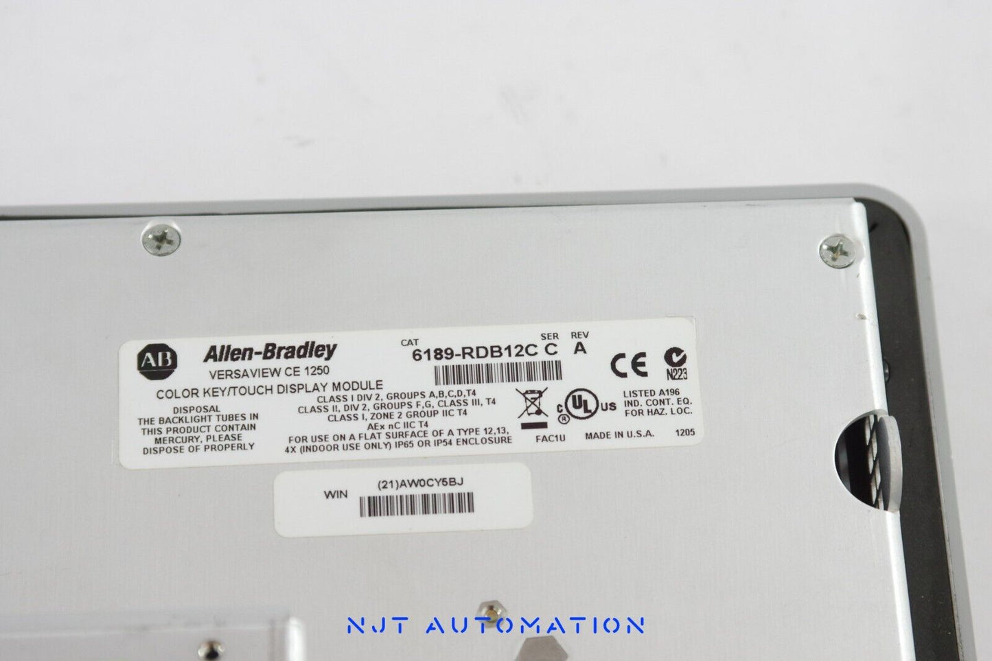 ALLEN BRADLEY 6182H-12BRH4D VERSAVIEW CE 1250 Computer | 6189-RDB12C + RPRH /E