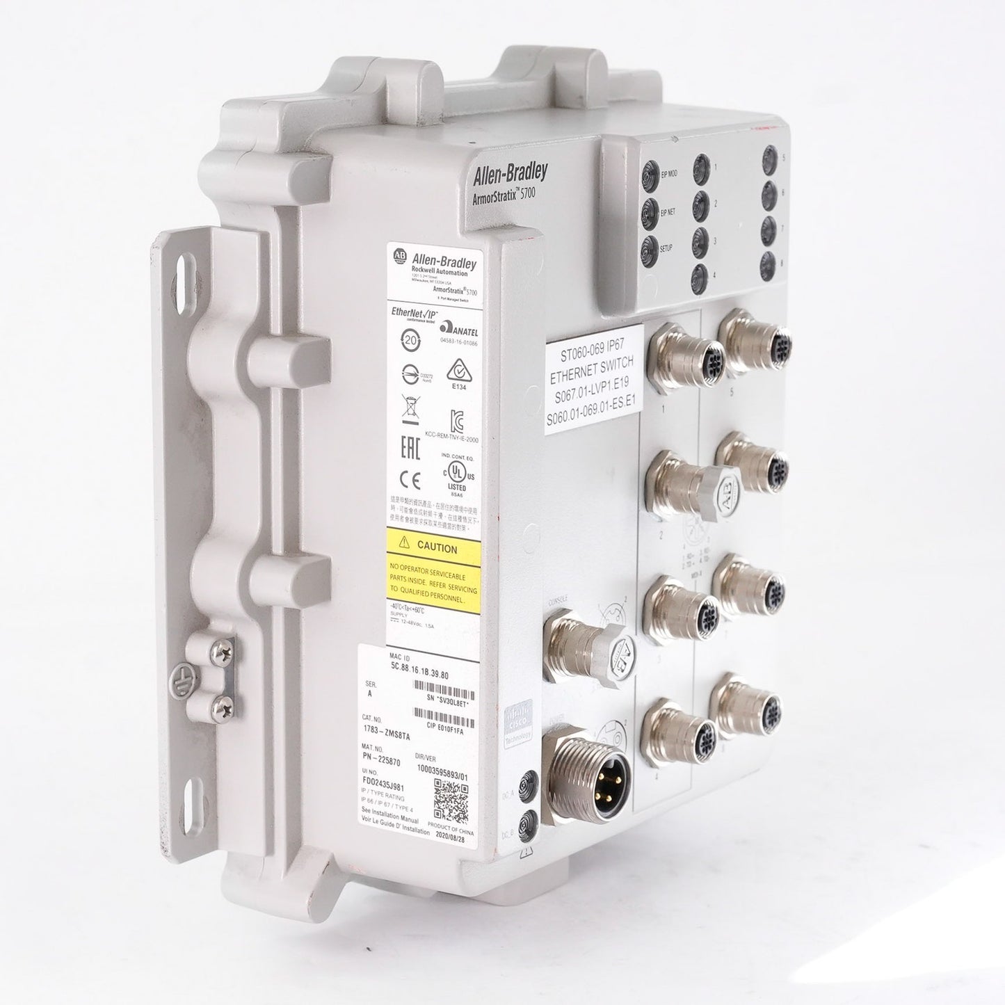 Allen Bradley 1783-ZMS8TA /A ArmorStratix Ethernet Managed Switch 1783ZMS8TA