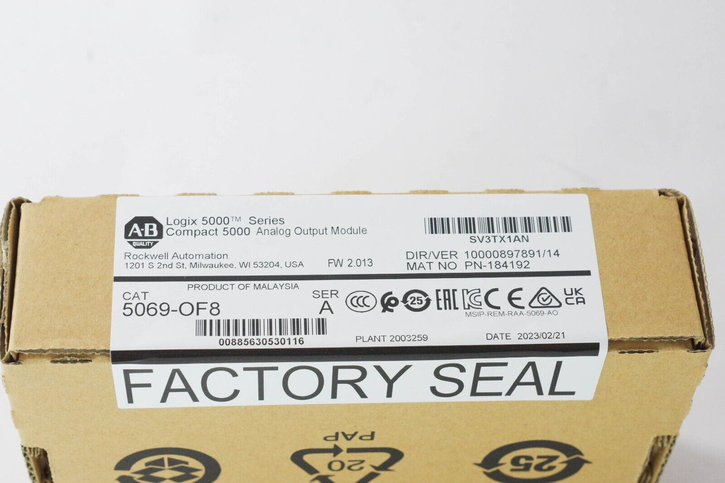 2023 Allen-Bradley 5069-OF8 A Compact 5000 Analog Output Module - Sealed Surplus