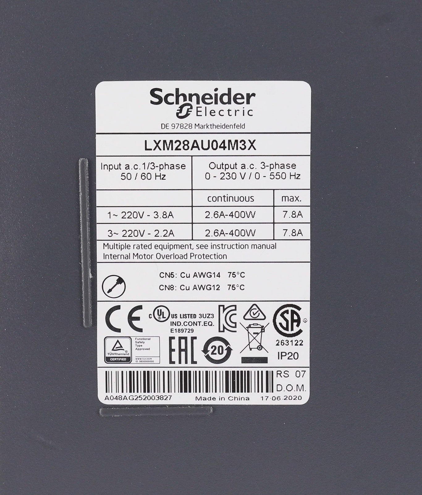 Schneider Electric LXM28AU04M3X Lexium 28 Servo Drive 3-Phase 220V 400W