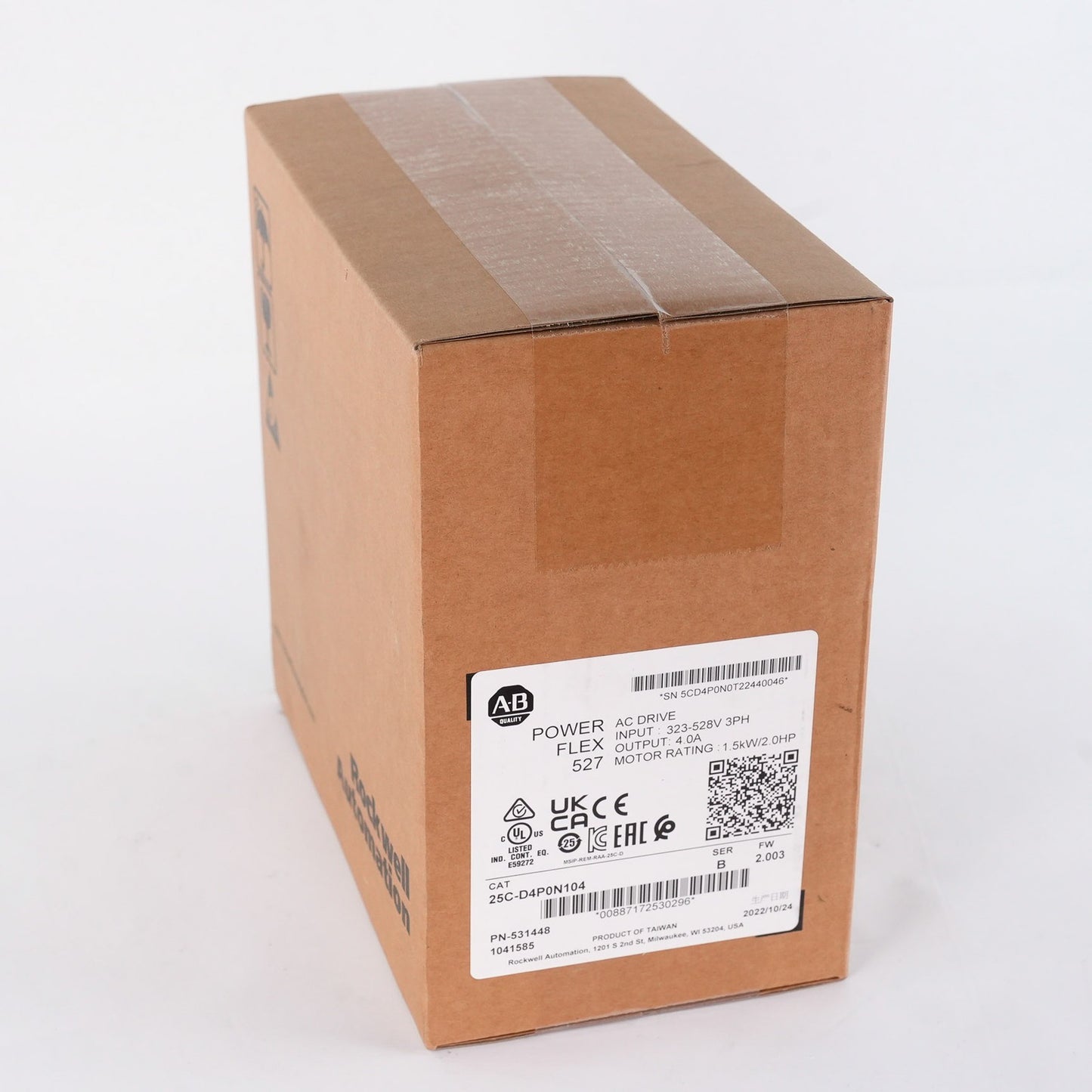 Allen Bradley 25C-D4P0N104 PowerFlex 527 AC Drive 480V 3PH 2HP 1.5kW 4A