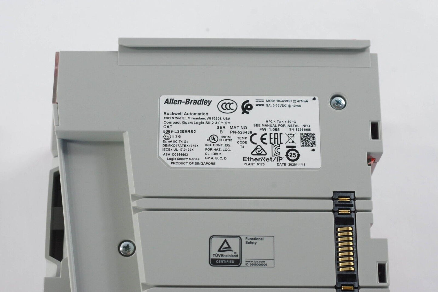 2020 Allen Bradley 5069-L330ERS2 /B GuardLogix 5380 Safety Controller - Gray/Standard