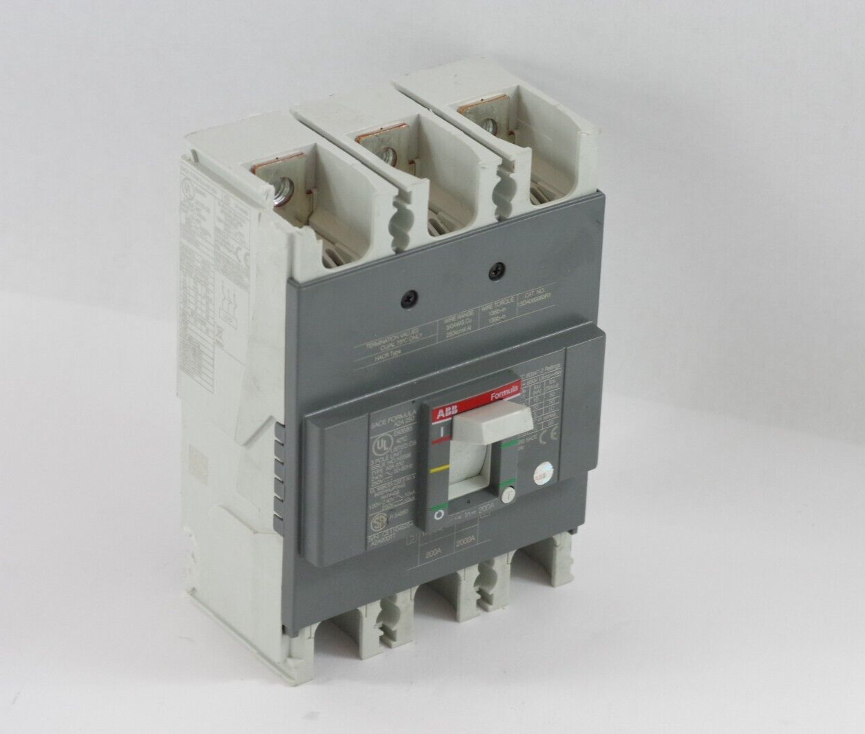 ABB SACE FORMULA A2A200TT A2A 250 260 200A 3 Pole Circuit Breaker