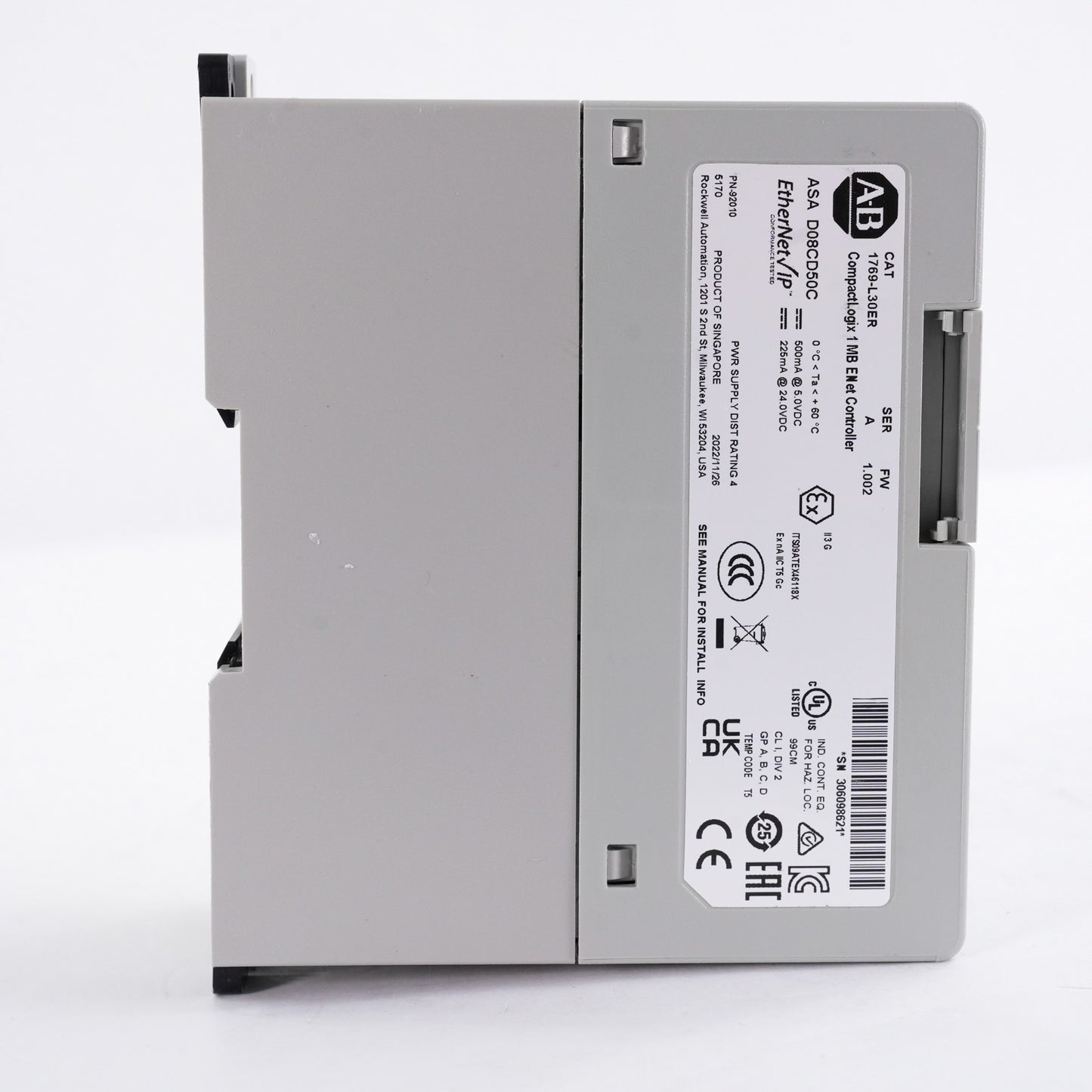 Allen Bradley 1769-L30ER /A CompactLogix 5370 L3 1MB Memory Ethernet Controller