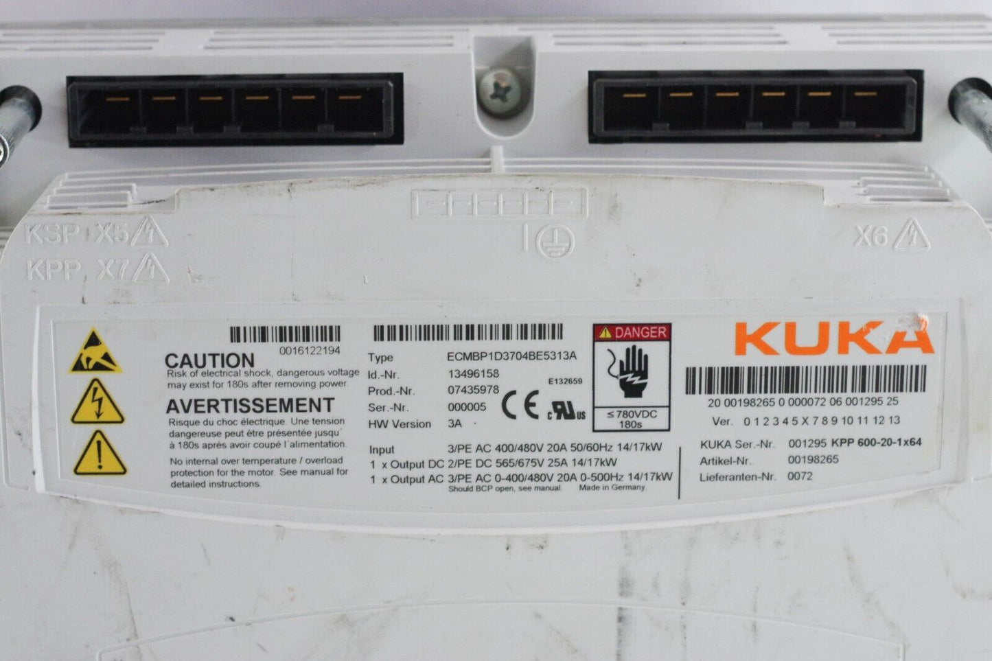 KUKA KPP 600-20-1x64 ECMBP1D3704BE5313A 13496158 07435978 Servo - Parts / Repair