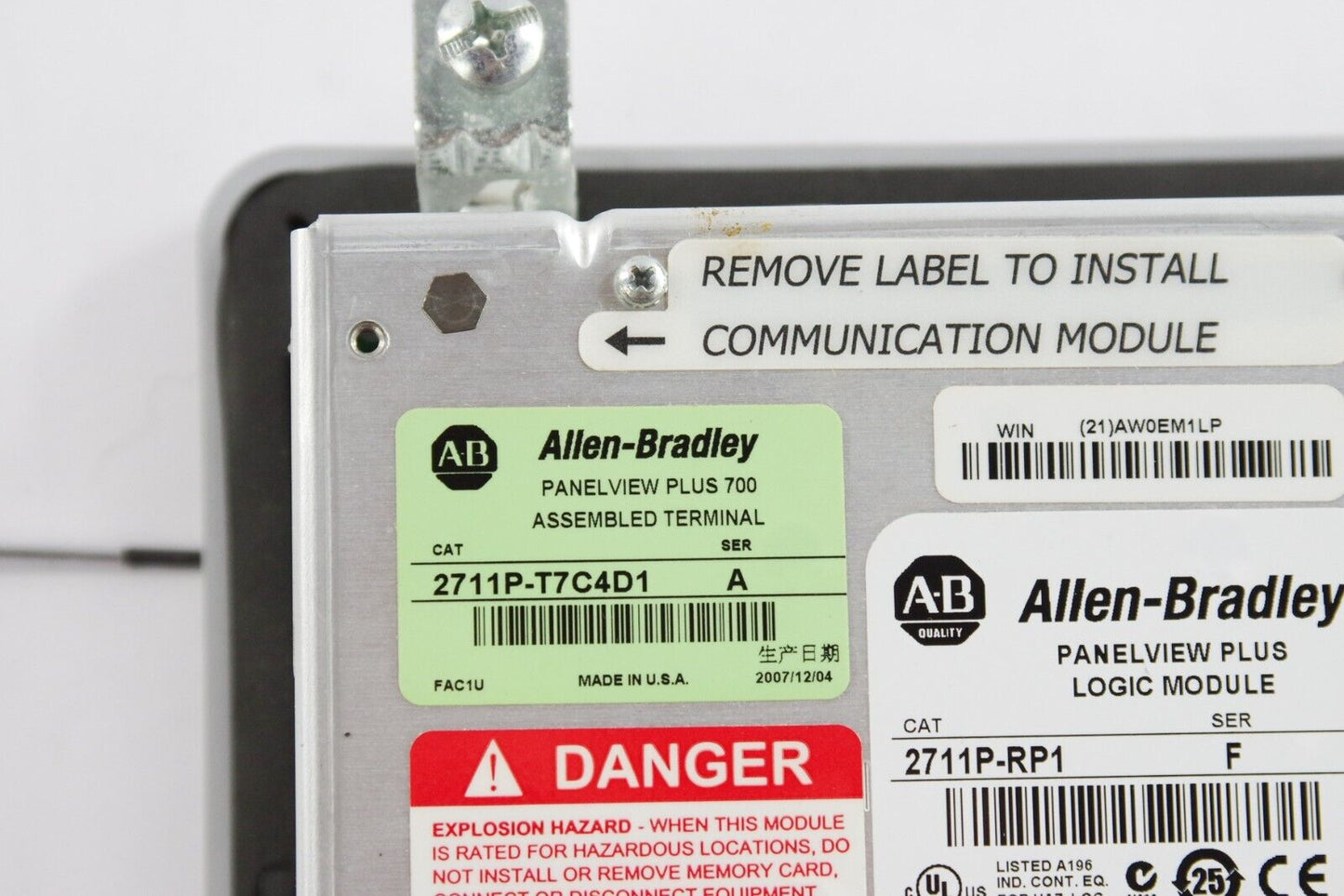 Allen Bradley 2711P-T7C4D1 Series A PanelView Plus 700 6.5" Terminal / 2711-RP1