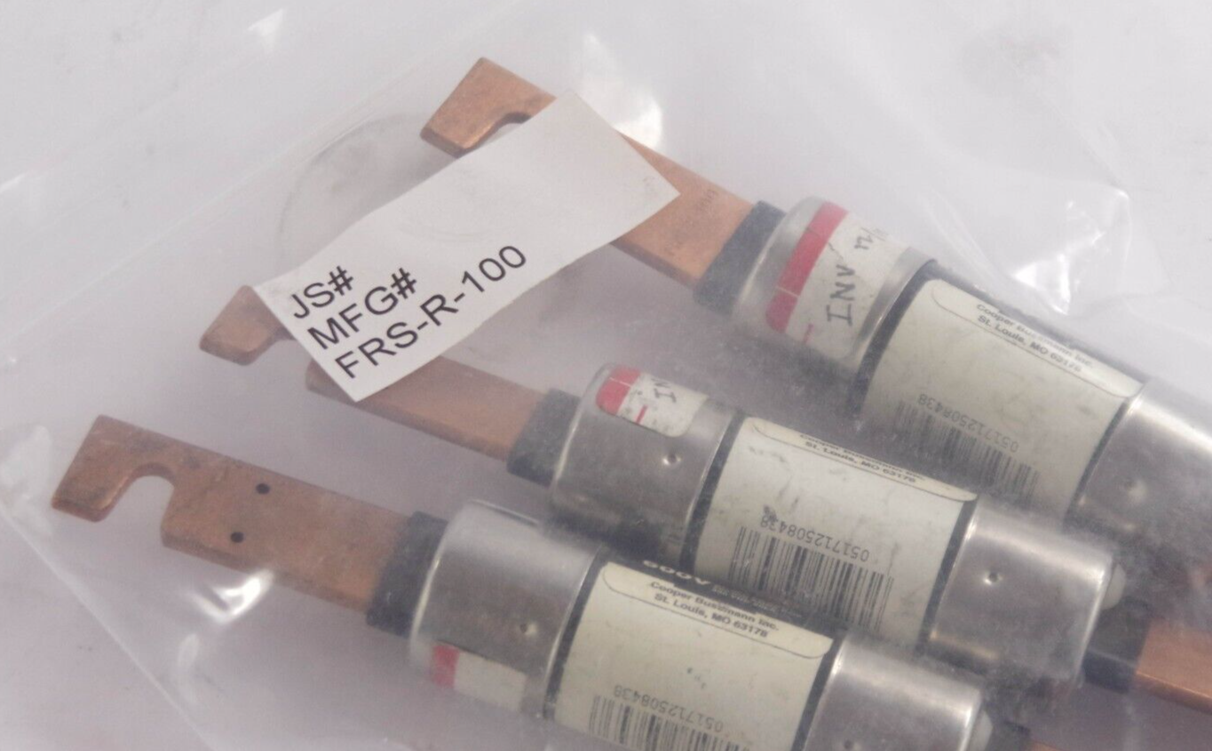 3x Bussmann FRS-R-100 / FRSR100 Blade Fuse Class RK5 100 A Amp 600 VAC